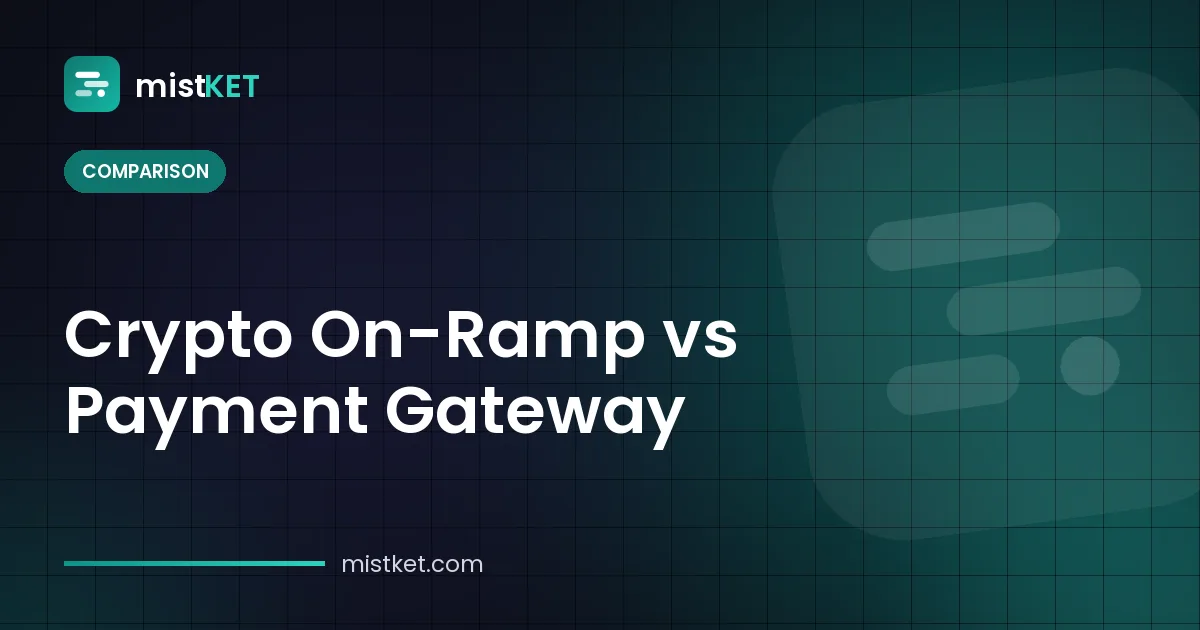 Crypto on-ramp vs crypto payment gateway — fiat-to-crypto purchase compared with a merchant checkout and invoice