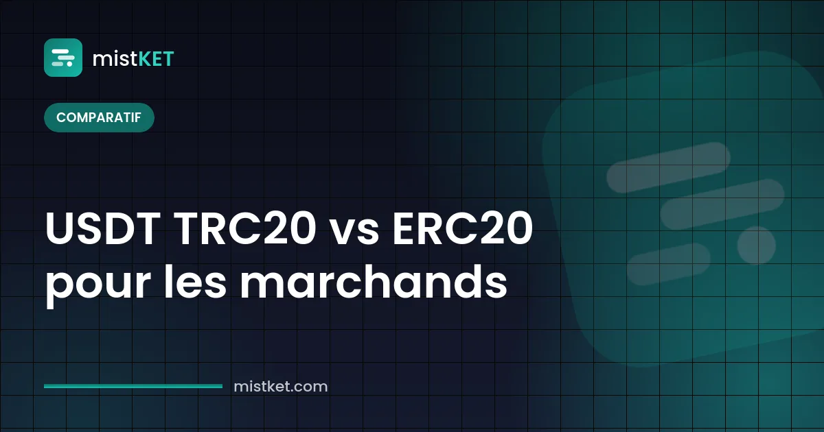 Tableau comparatif USDT TRC20 vs ERC20 pour les marchands, avec BEP20 et Arbitrum